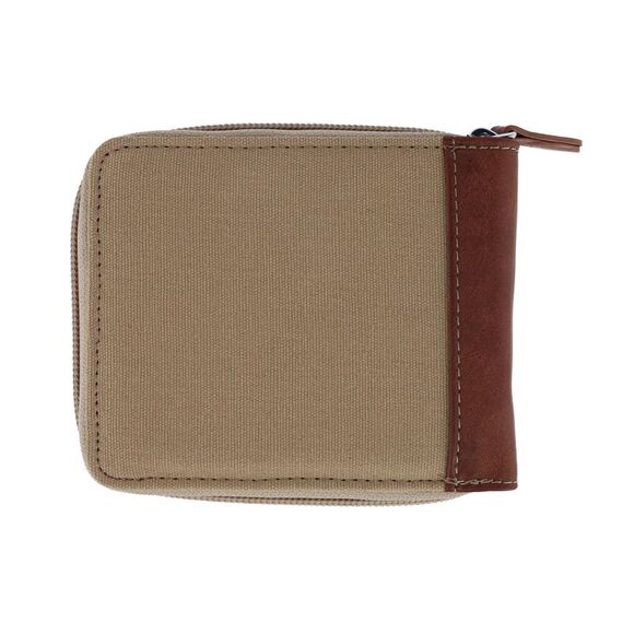 Buxton Men's RFID Canvas and Leather Zip Around Wallet - Picture 2 of 3